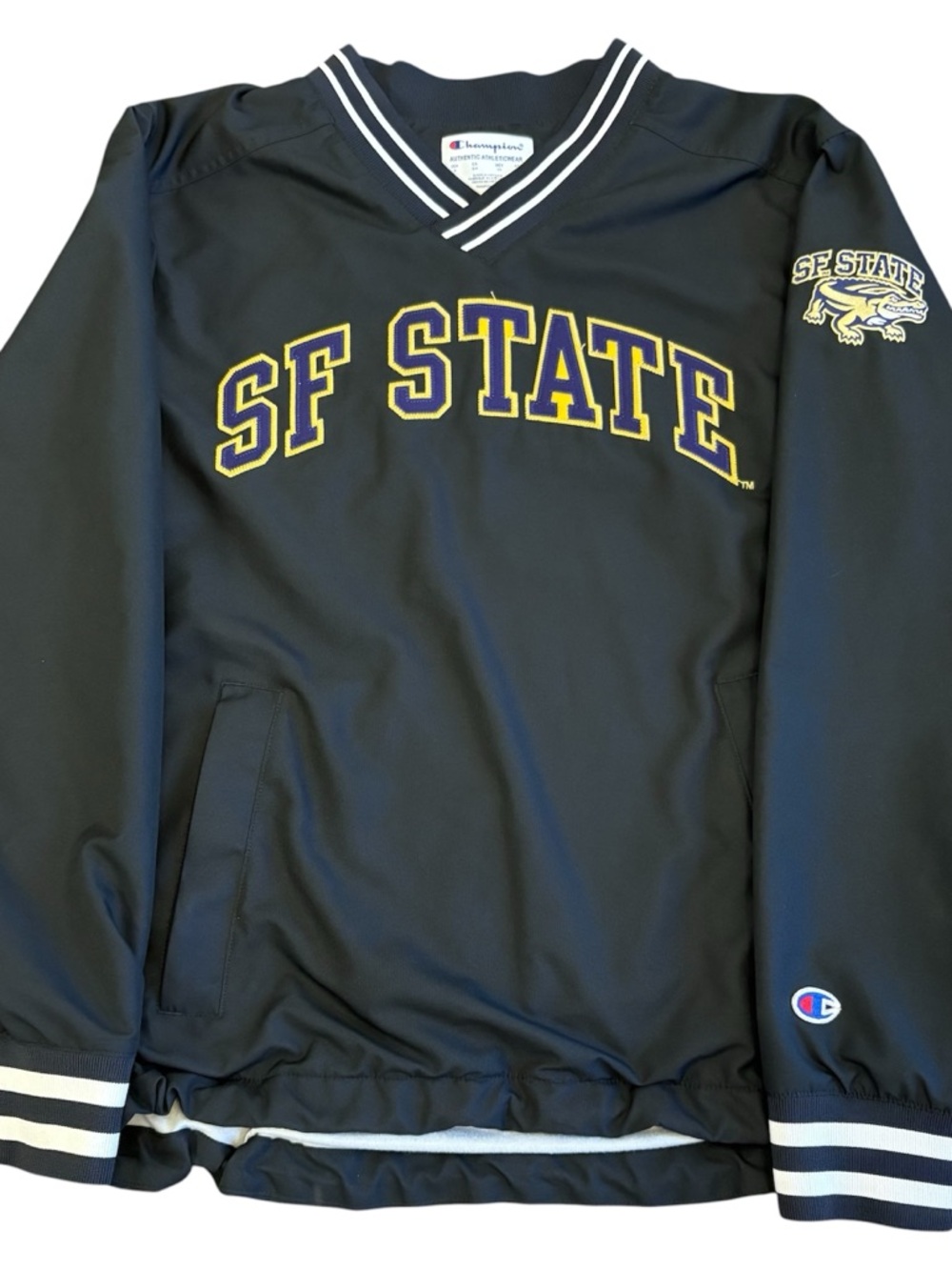 VTG Champion SF State Gators Windbreaker Mens Small Black Excellent Pullover